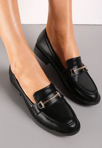 Renee - Czarne Mokasyny na Płaskiej Podeszwie z Ozdobnym Paskiem Catharine. Zapięcie: pasek. Kolor: czarny. Obcas: na płaskiej podeszwie #5
