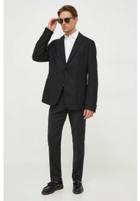 BOSS marynarka z domieszką wełny kolor czarny. Okazja: na co dzień. Kolor: czarny. Materiał: wełna. Styl: casual, klasyczny #6