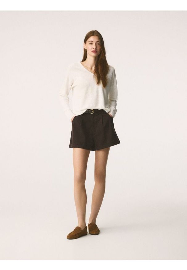 Reserved - Szorty z lyocellem - czarny. Kolor: czarny. Materiał: bawełna