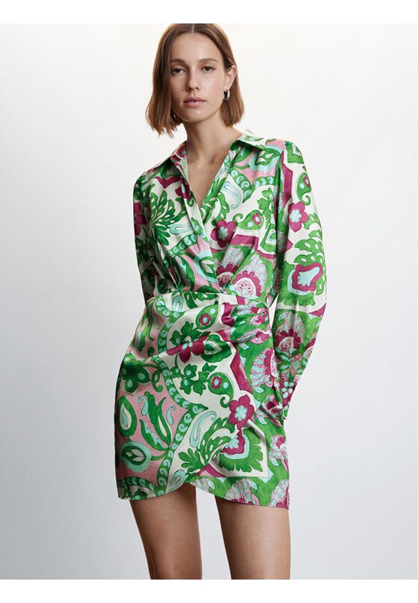 mango - Sukienka codzienna Mango. Okazja: na co dzień. Kolor: zielony. Typ sukienki: proste. Styl: casual