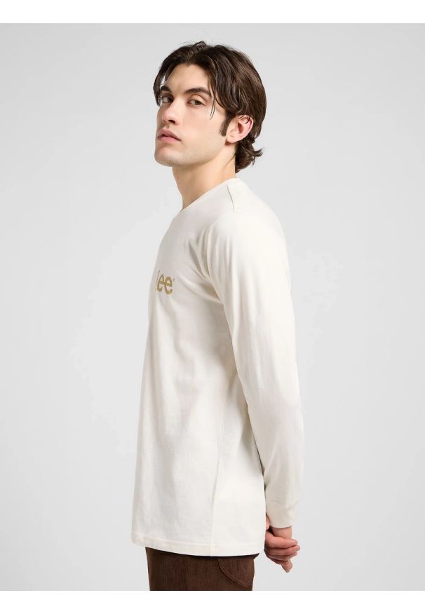 Lee - MESKA KOSZULKA LEE LS WOBBLY LEE TEE ECRU 112370507