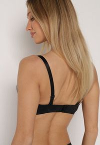 Born2be - Czarno-Beżowy Biustonosz z Koronką i Sercem z Cyrkonii Coratune. Kolor: czarny. Materiał: koronka. Wzór: koronka #3