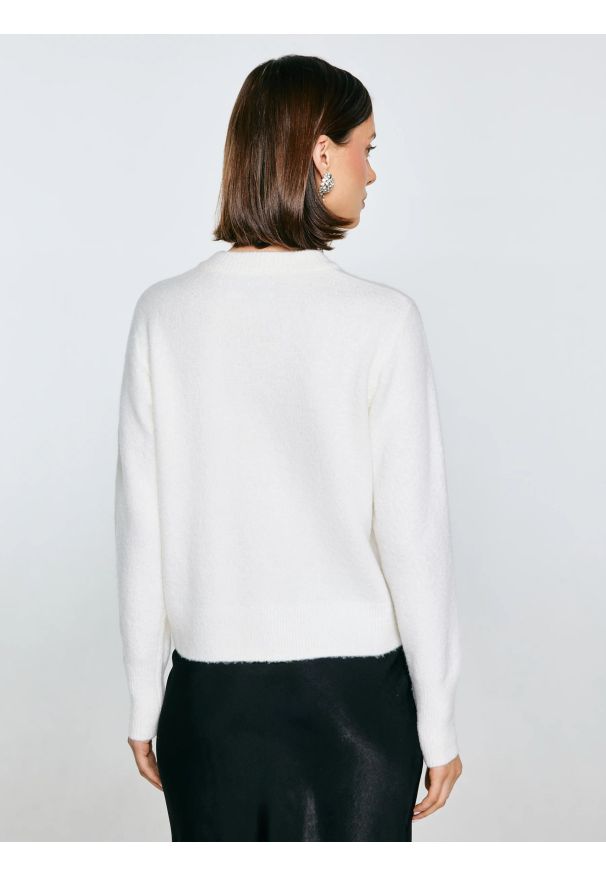 Big-Star - Kardigan damski z dodatkiem wełny biały Lena 100. Kolor: biały. Materiał: wełna