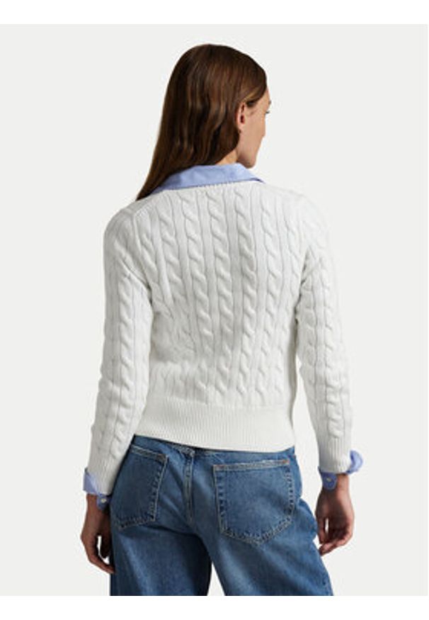 Polo Ralph Lauren Kardigan 211891643001 Biały Regular Fit. Typ kołnierza: polo. Kolor: biały. Materiał: bawełna