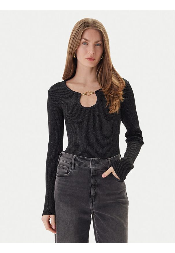 Just Cavalli Sweter 79PAFM10 CMR04 Czarny Slim Fit. Kolor: czarny. Materiał: syntetyk