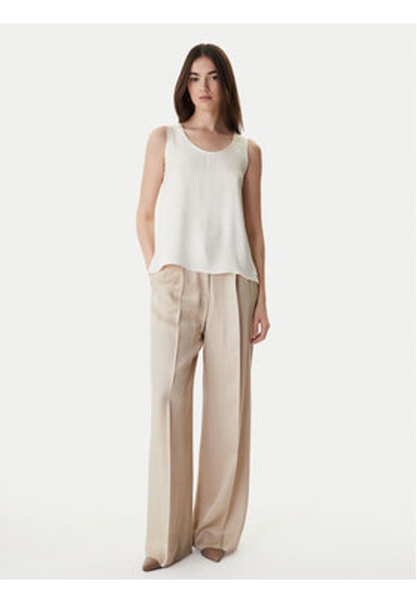 Marella Spodnie materiałowe Adito 2615131221 Beżowy Straight Fit. Kolor: beżowy. Materiał: wiskoza