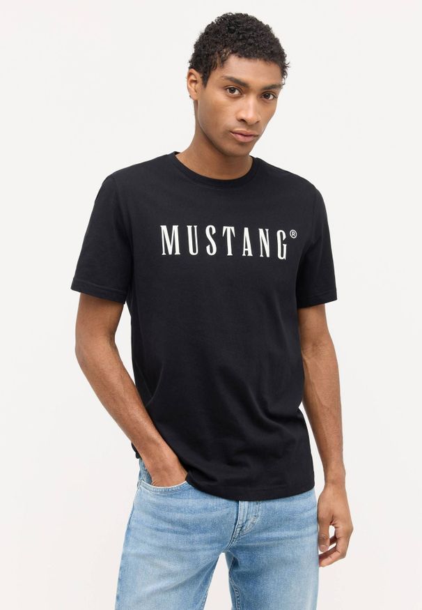Męski T-Shirt Koszulka Mustang Style Austin Black 1014695 4142, 5XL. Materiał: bawełna, jeans. Styl: elegancki