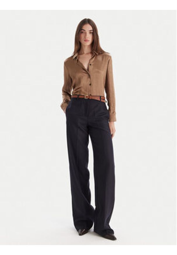 Marella Spodnie palazzo Renoir 2523136082 Granatowy Wide Leg. Kolor: niebieski. Materiał: wełna