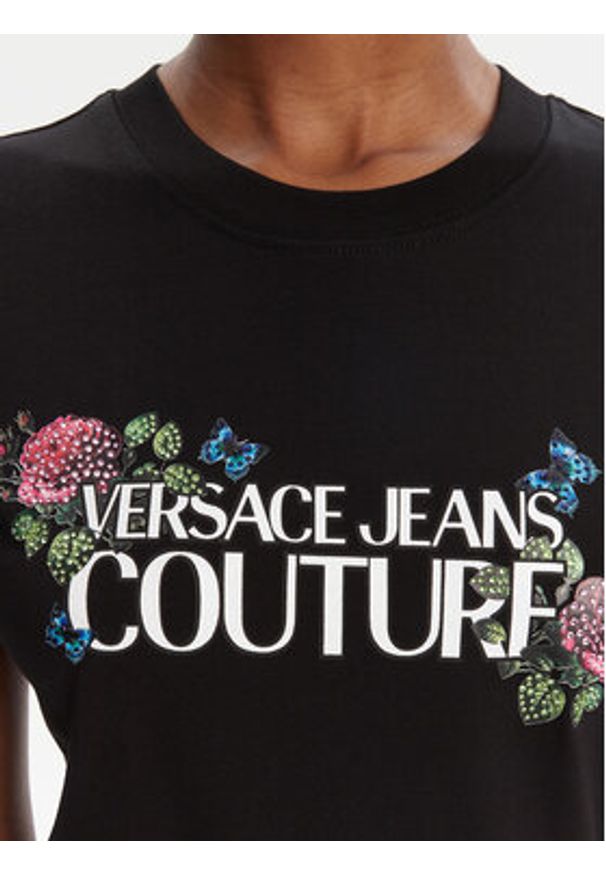 Versace Jeans Couture T-Shirt 79HAHB00 CJB01 Czarny Regular Fit. Kolor: czarny. Materiał: bawełna