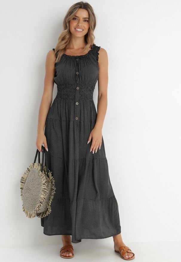 Born2be - Czarna Sukienka Abill. Kolor: czarny. Długość rękawa: bez rękawów. Sezon: lato. Styl: boho, wakacyjny. Długość: maxi