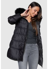 Hetrego - HETREGO Czarna damska długa kurtka puchowa Hanna z lisem, Rozmiar 38 EU - 42 IT. Kolor: czarny. Materiał: puch. Długość: długie #1