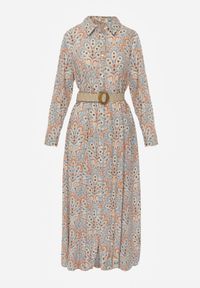 Renee - Jasnoniebieska Koszulowa Sukienka z Dodatkowym Paskiem i Podpinanymi Rękawami Alonie. Kolor: niebieski. Typ sukienki: koszulowe #2