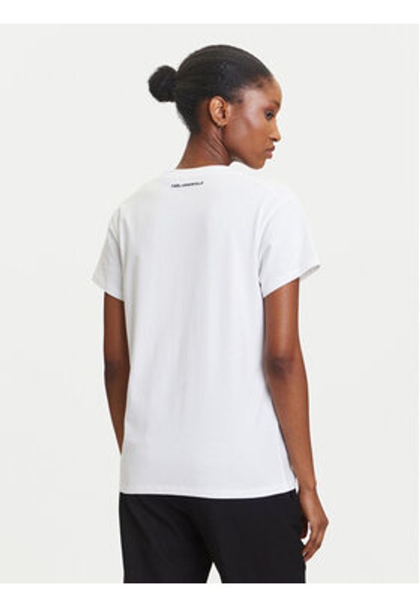 Karl Lagerfeld - KARL LAGERFELD T-Shirt A3W17104 Biały Regular Fit. Typ kołnierza: dekolt w karo. Kolor: biały. Materiał: bawełna