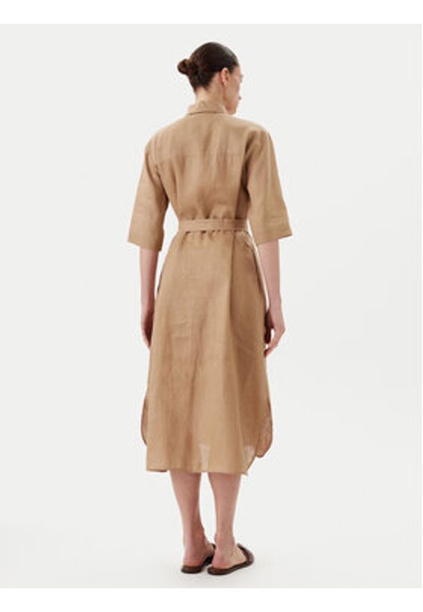 Max Mara Leisure Sukienka koszulowa Salute 2516221028 Brązowy Regular Fit. Kolor: brązowy. Materiał: len. Typ sukienki: koszulowe