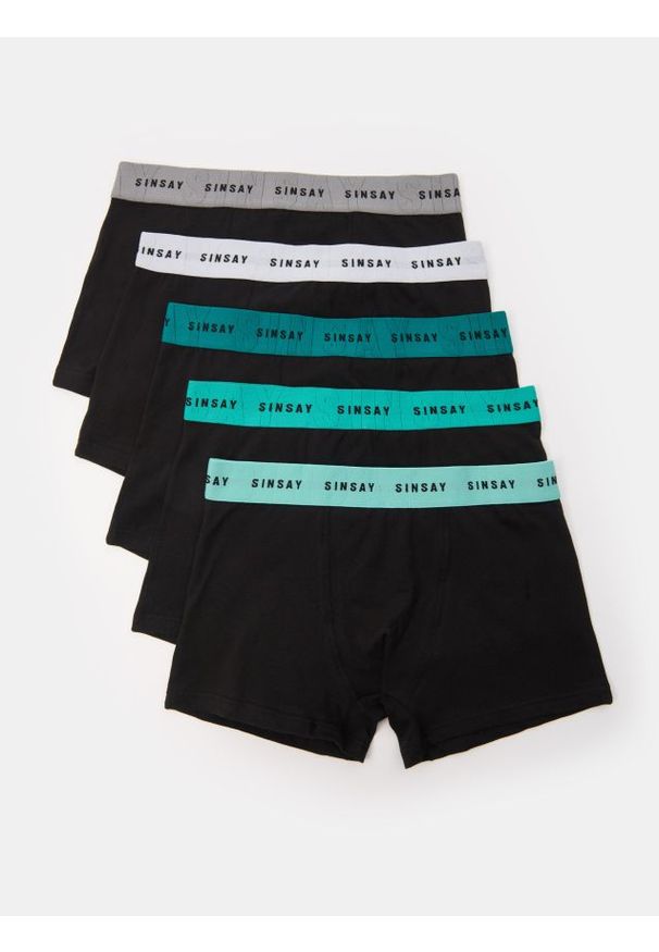 Sinsay - Bokserki Classic z kolorową elastyczną gumą w pasie 5 pack - czarny. Kolor: czarny. Materiał: guma. Wzór: kolorowy