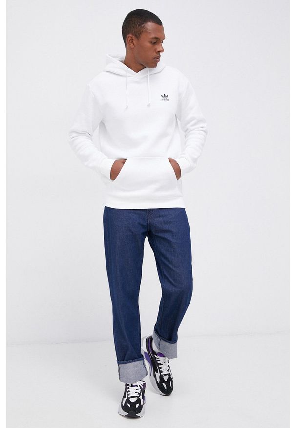 adidas Originals Bluza H34649 męska kolor biały z kapturem gładka. Typ kołnierza: kaptur. Kolor: biały. Materiał: materiał. Wzór: gładki