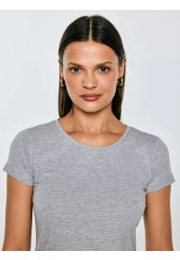 Big-Star - Koszulka damska gładka szara Classic 991. Kolor: szary. Materiał: materiał. Wzór: gładki #5