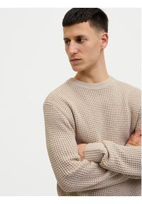 Jack & Jones Sweter Global 12287594 Beżowy Regular Fit. Kolor: beżowy. Materiał: syntetyk, bawełna #7