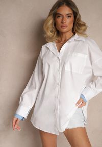 Renee - Biała Bawełniana Koszula Typu Oversize Ronmira. Okazja: na co dzień. Kolor: biały. Materiał: bawełna. Styl: elegancki, casual