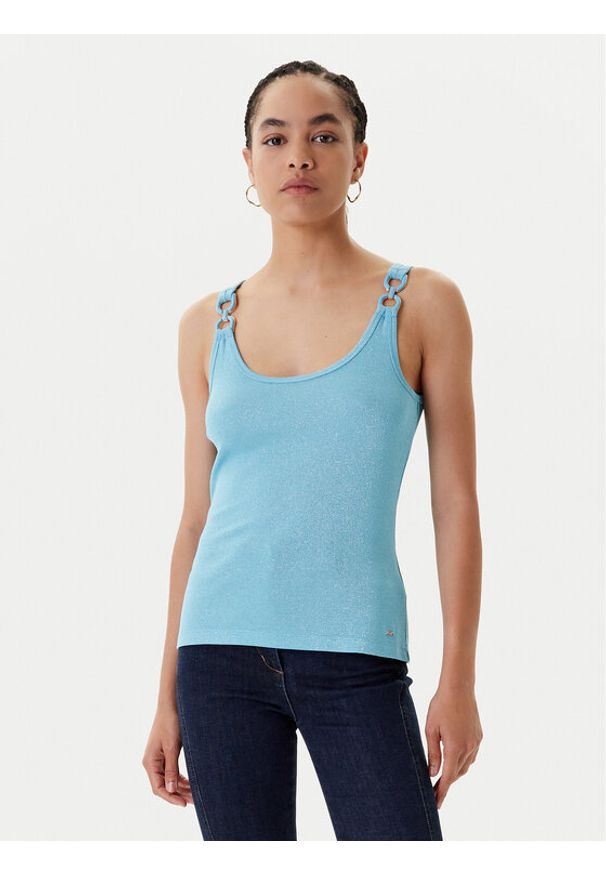 Morgan Top 251-DIDONI Turkusowy Slim Fit. Kolor: turkusowy. Materiał: wiskoza