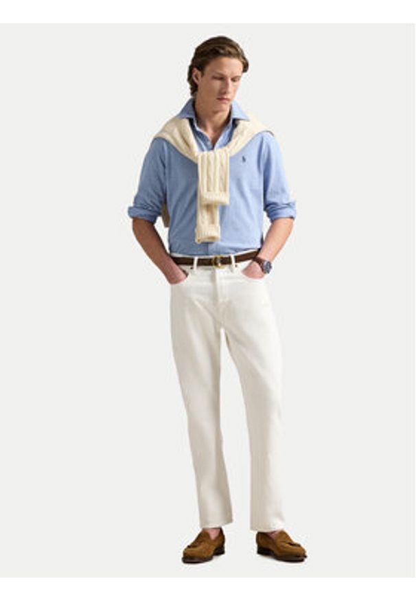 Polo Ralph Lauren Koszula 710963499001 Błękitny Slim Fit. Typ kołnierza: polo. Kolor: niebieski. Materiał: bawełna