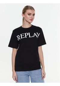 Replay T-Shirt W3698E.000.23188P Czarny Relaxed Fit. Kolor: czarny. Materiał: bawełna #1