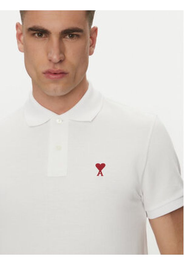 AMI PARIS Polo BFUPL001.760 Biały Regular Fit. Typ kołnierza: polo. Kolor: biały. Materiał: bawełna
