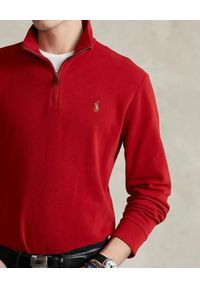 Ralph Lauren - RALPH LAUREN - Czerwona bluza z suwakiem i logo. Typ kołnierza: polo. Kolor: czerwony. Materiał: bawełna. Długość rękawa: długi rękaw. Długość: długie. Styl: klasyczny #2