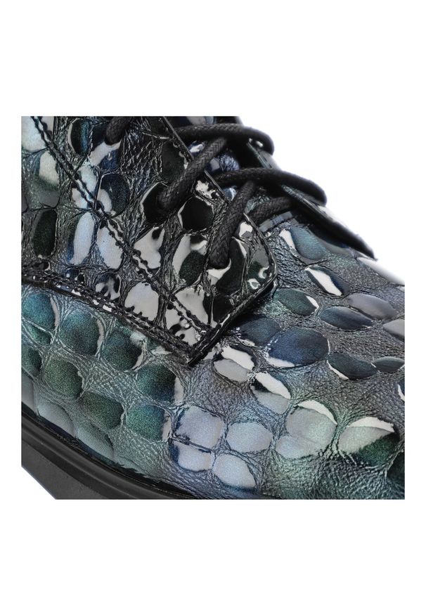 Niebieskie Botki S.Barski Modne Obuwie Damskie. Zapięcie: sznurówki. Kolor: niebieski. Materiał: skóra, materiał, lakier. Styl: elegancki, klasyczny