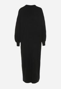 Born2be - Czarna Pudełkowa Sukienka Sweterkowa z Wiskozą Szerokimi Rękawami i Kołnierzykiem Rinfera. Kolor: czarny. Materiał: wiskoza. Typ sukienki: proste. Styl: wizytowy, elegancki #5