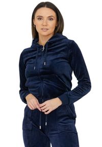 Juicy Couture - JUICY COUTURE Granatowa bluza rozpinana damska z weluru, Rozmiar L. Kolor: niebieski. Materiał: welur #3