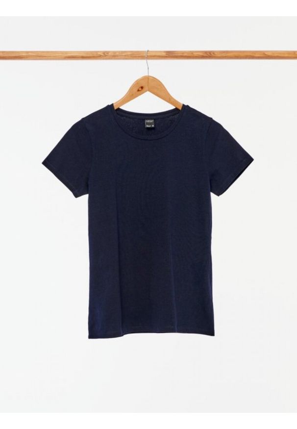 outhorn - Gładki t-shirt damski. Materiał: bawełna, elastan, jersey. Wzór: gładki