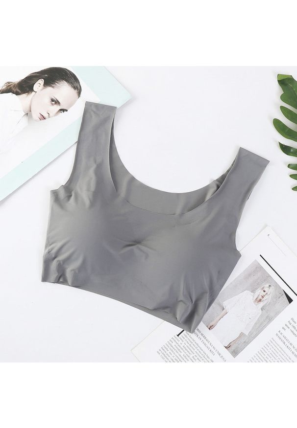 Intica - Biustonosz bezszwowy push-up z usztywnieniem Haruko. Kolor: szary. Materiał: materiał. Rodzaj stanika: push-up