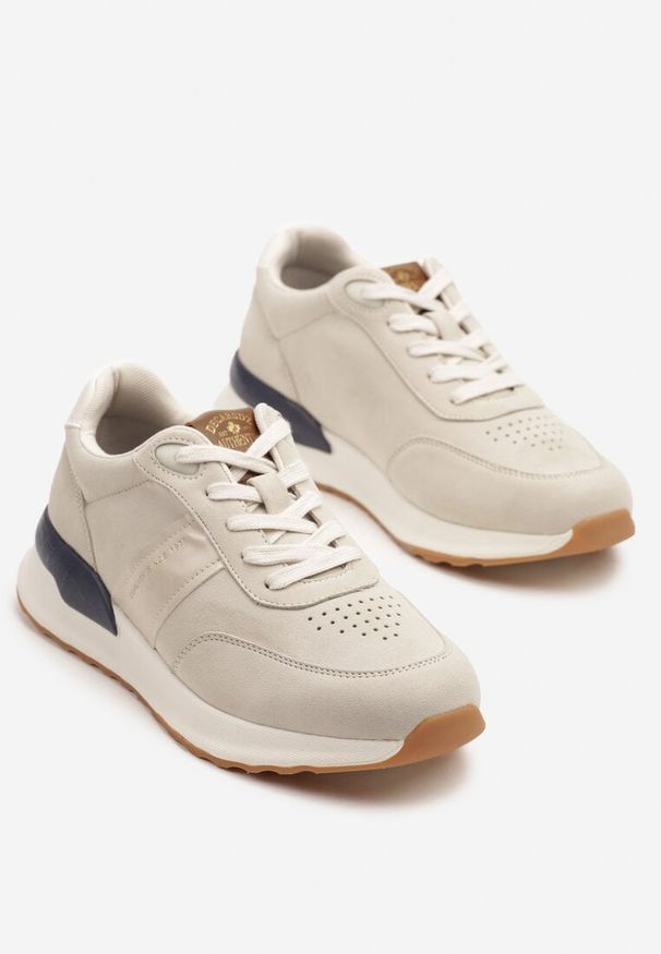 Born2be - Beżowe Buty Sportowe Sneakersy z Ozdobnym Napisem Zaliadne. Kolor: beżowy. Wzór: napisy