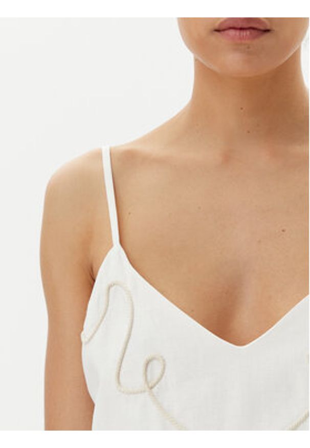 ACCESS FASHION Top 53-2212-133 Biały Regular Fit. Kolor: biały. Materiał: len