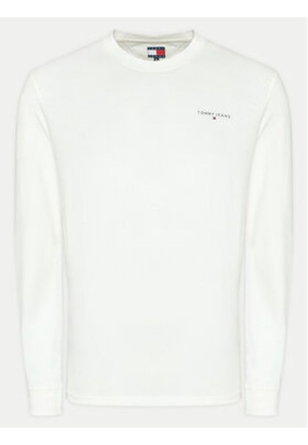 Tommy Jeans Longsleeve Linear DM0DM21138 Biały Slim Fit. Kolor: biały. Materiał: bawełna. Długość rękawa: długi rękaw