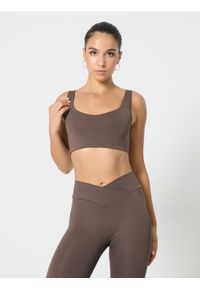 Sinsay - Top sportowy - brązowy. Kolor: brązowy. Styl: sportowy