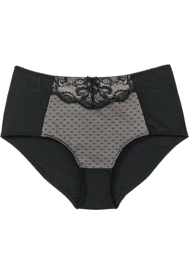 bonprix - Figi wyszczuplające z koronką. Kolor: czarny. Materiał: koronka. Wzór: gładki, koronka