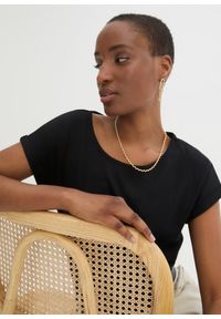 bonprix - Koszulka z domieszką jedwabiu. Kolor: czarny. Materiał: jedwab. Styl: elegancki, klasyczny #3
