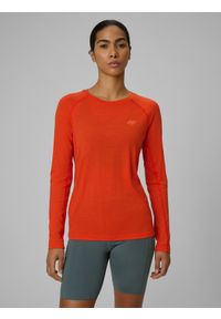 4f - 4F Longsleeve trekkingowy z wełną merino damski - pomarańczowy XL. Kolor: pomarańczowy. Materiał: wełna. Długość rękawa: długi rękaw. Długość: długie. Sezon: lato #1