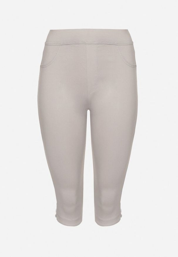 Born2be - Jasnoszare Spodnie z Bawełny o Kroju Capri Dolonisa. Okazja: na co dzień. Kolor: szary. Materiał: bawełna. Styl: casual, elegancki, młodzieżowy