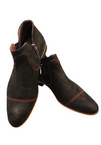 Faber - Wysokie czarne buty z czerwonymi przeszyciami T48. Kolor: czarny, wielokolorowy, czerwony. Materiał: skóra. Styl: klasyczny, wizytowy #5
