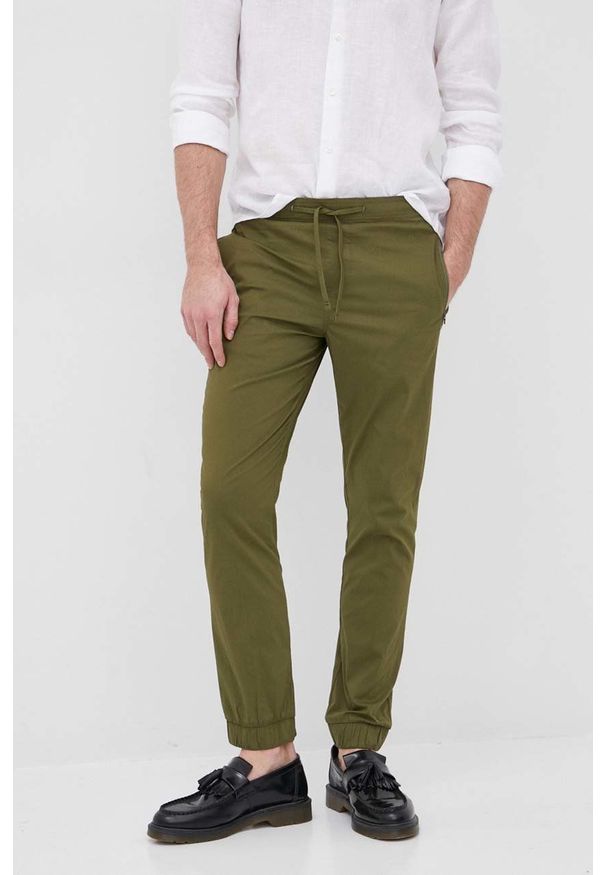 Selected Homme spodnie męskie kolor zielony joggery. Kolor: zielony. Materiał: tkanina, bawełna