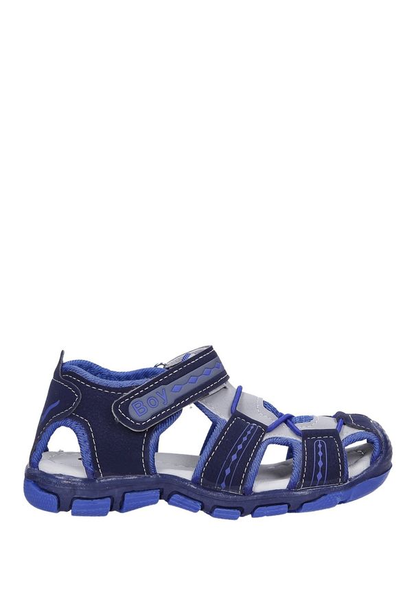 Casu - Granatowe sandały na rzep casu y106c. Zapięcie: rzepy. Kolor: niebieski
