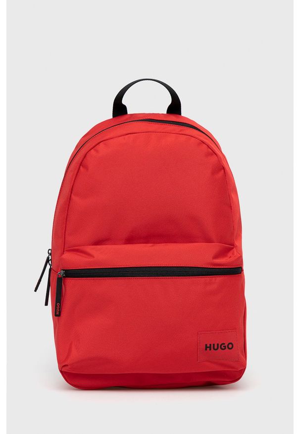 Hugo - HUGO plecak męski kolor szary duży gładki. Kolor: czerwony. Materiał: bawełna. Wzór: gładki