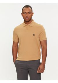 TOMMY HILFIGER - Tommy Hilfiger Polo Interlock MW0MW34783 Beżowy Regular Fit. Typ kołnierza: polo. Kolor: beżowy. Materiał: bawełna