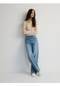 Reserved - Jeansy wide leg - niebieski. Kolor: niebieski