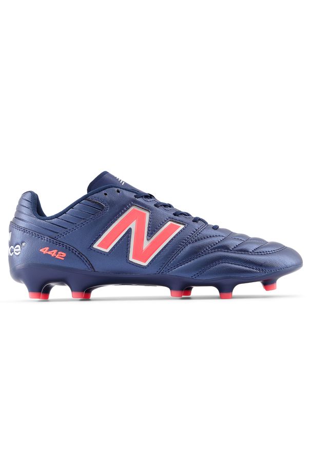 Korki męskie New Balance 442 V2 PRO FG MS41FMP2 – granatowe. Zapięcie: sznurówki. Kolor: niebieski. Materiał: skóra, nylon, syntetyk, materiał. Szerokość cholewki: normalna. Sport: fitness, piłka nożna