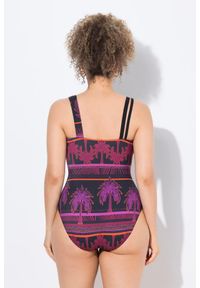 ULLA POPKEN - Damski Strój kąpielowy palmy miękkie miseczki dzielone ramiączko. Kolekcja: plus size. Kolor: czarny. Materiał: poliester, elastan, poliamid, materiał