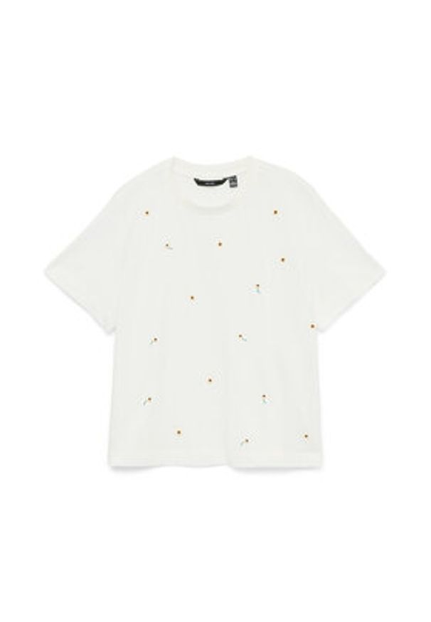 Vero Moda T-Shirt Sola 10341979 Biały Regular Fit. Kolor: biały. Materiał: bawełna